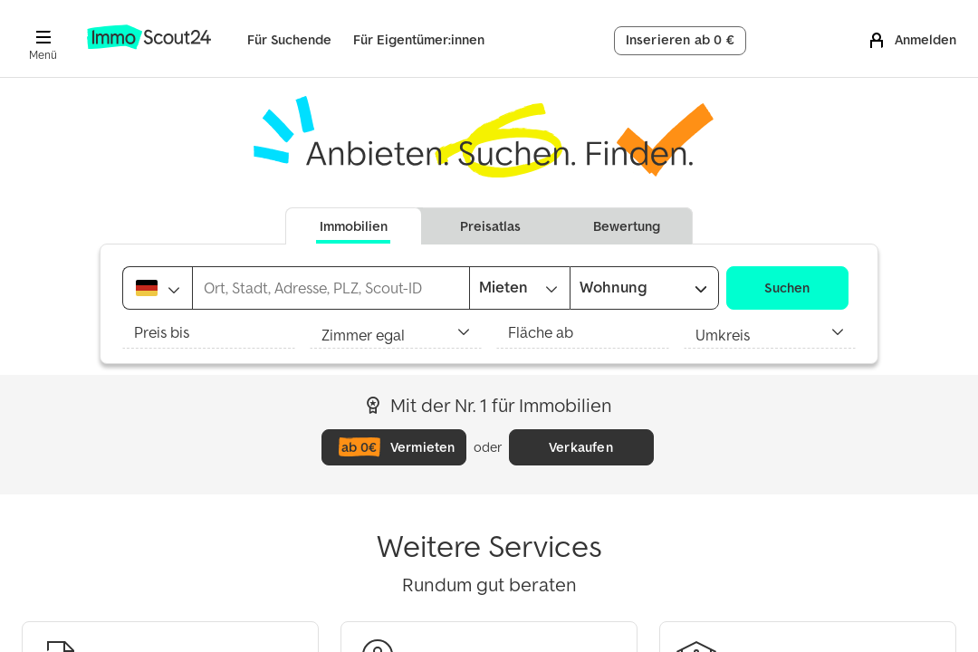 Screenshot Suchmaschine Immobilienscout24.de