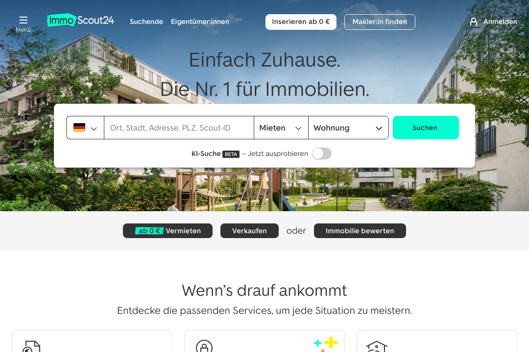 Screenshot Suchmaschine Immobilienscout24.de