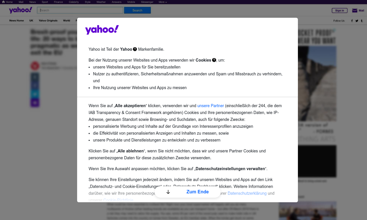 Suchmaschine Yahoo! Österreich Website