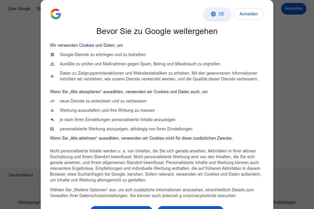 Screenshot Suchmaschine Blogsearch.Google.de