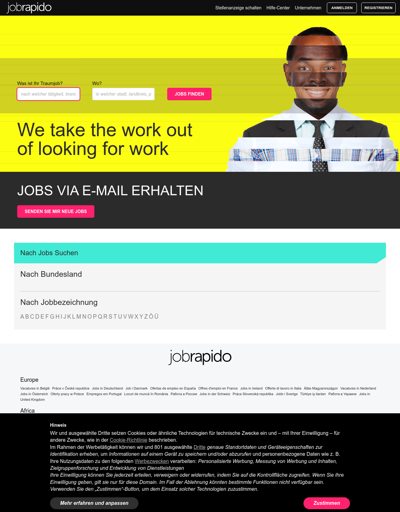 Screenshot Suchmaschine JobRapido.at