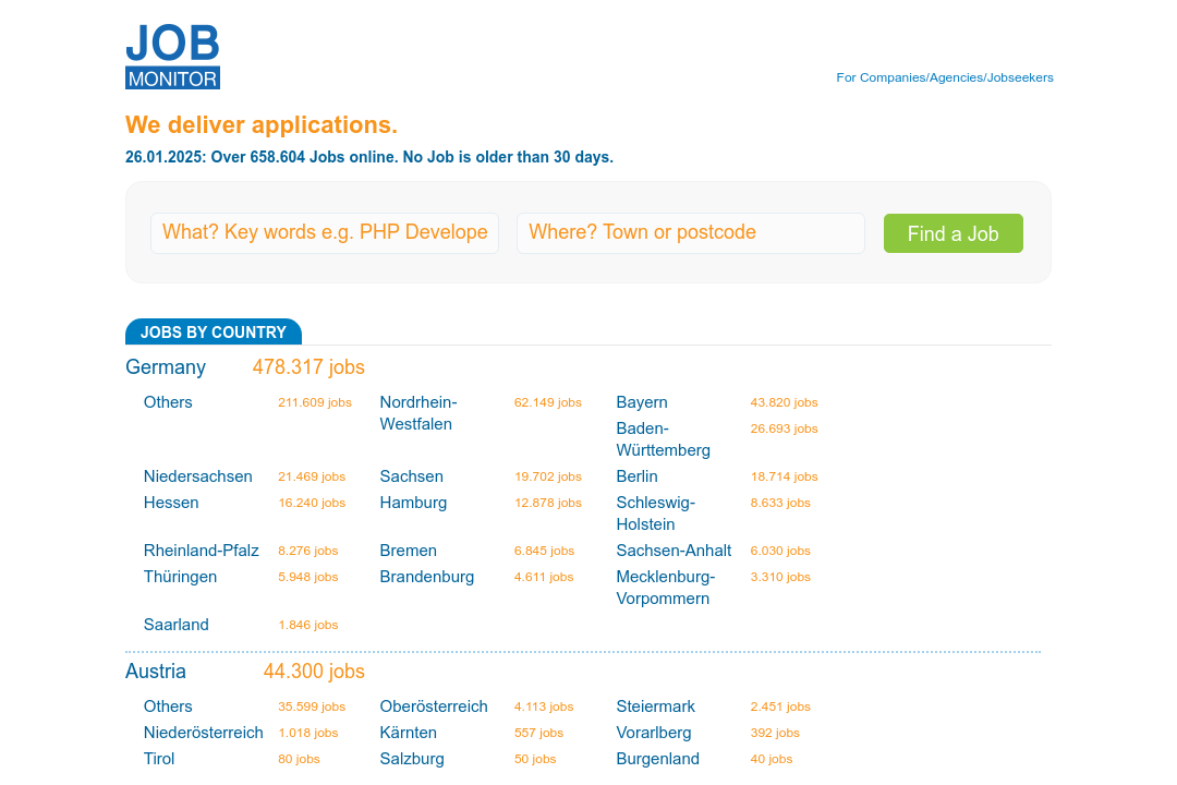Screenshot Suchmaschine JobMonitor.com