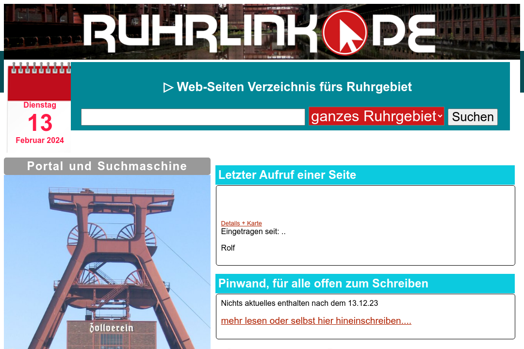Suchmaschine Ruhrlink.de Website